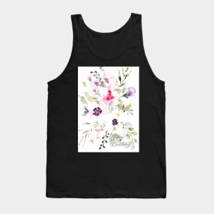 Loose Expressive Watercolor Happy Birthday Greeting Card Tank Top